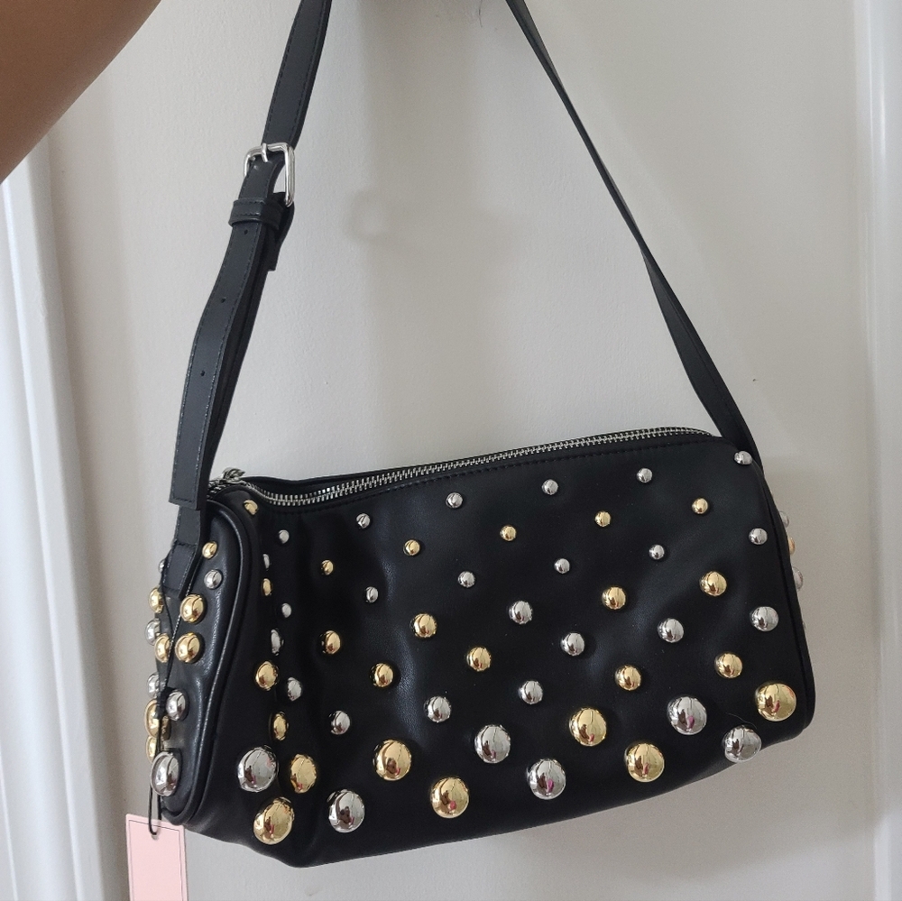 BCBGeneration Black Clutch with Gold Accents